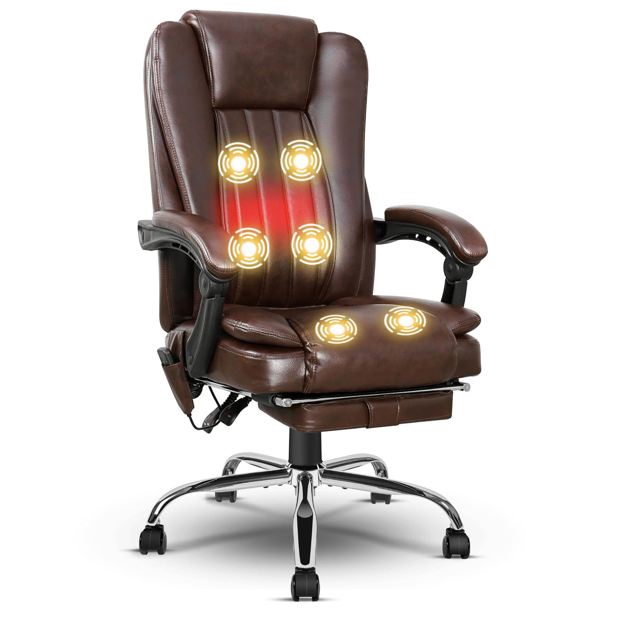 6-Point Massage Executive Office Chair with Heating and Footrest