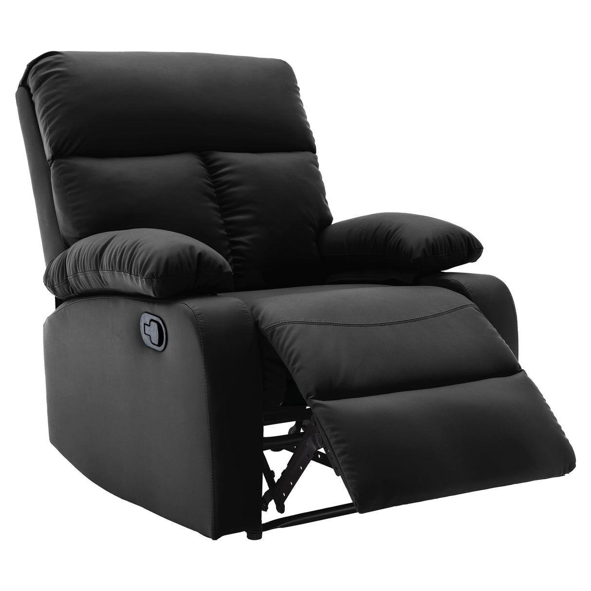 hzlagm Manual Small Recliner Chair for Adults, Small Recliners for Small Spaces, Faux Leather Reclining Chairs, Single Lazyboy Recliner Sofa for Living Room, RV, Bedroom, Black