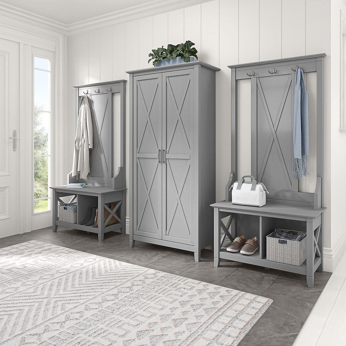 Key West Tall Storage Cabinet with Doors in Cape Cod Gray