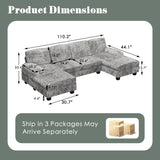 Convertible Sectional Sofa Couch, 4 Seat Sofa Set