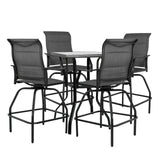 Patio Bar Set  Swivel Bar Stools Outdoor Bistro Textilene Furniture Stability All-Weather Set