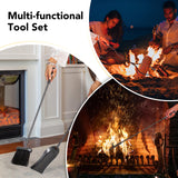 5 Pieces Fireplace Tools Set, Wrought Iron with Silver Pattern Fireplace Accessories Set