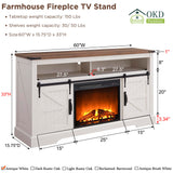 Fireplace TV Stand for 65+ Inch TV, 33" Tall Highboy Farmhouse Entertainment Center