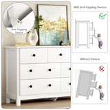 White Dresser for Bedroom, 7 Drawer Dresser & Chest of Drawer with Black Handle