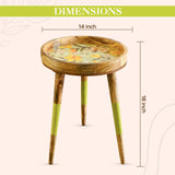 Round wooden side table, end table for living room, bedside, center table