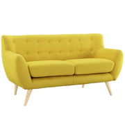 Remark Mid-Century Modern Upholstered Fabric Living Room Set, Loveseat and Sofa
