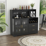 Wine Bar Cabinet with LED Light, Home Coffee Cabinet with Wine and Glass Rack