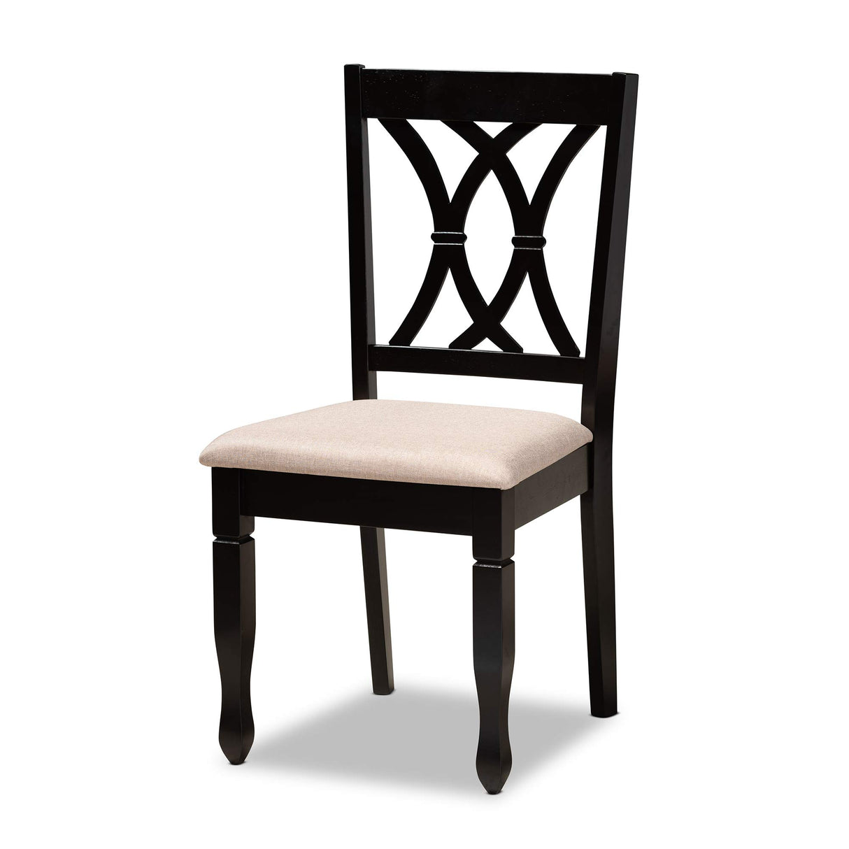 a Dining Set and Dining Set Sand Fabric Upholstered Espresso Brown Finished Wood