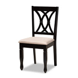 a Dining Set and Dining Set Sand Fabric Upholstered Espresso Brown Finished Wood