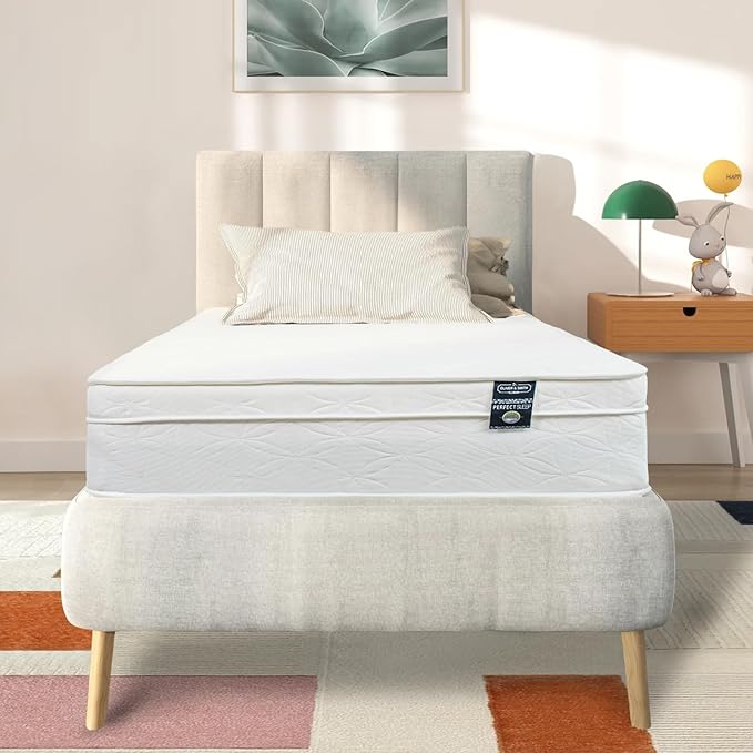 Twin Bed Mattress - 12 Inch Hybrid Twin Mattress with High Density & Comfort Cold Foam with Continuous Coil Bonnell Springs -