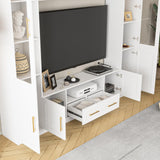 Entertainment Wall Unit for Living Room with Storage Bridge, Modern TV Stand