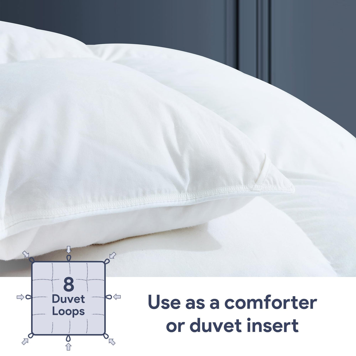 Maple&Stone Feather Down Comforter Queen Size All Season White Down Duvet Insert Ultra Soft 100% Cotton Cover Fluffy Queen Comforter 90 x 90 Inches