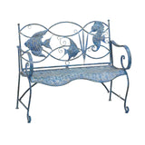 Evergreen Weatherproof Blue Fish Coastal Outdoor Bench | Holds Up to 440 lbs