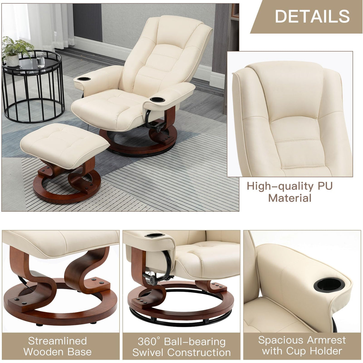 Reclining Chair with Vibration Massage Faux Leather Recliner