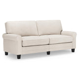 Copenhagen Rolled Arm, Easy Care Polyester, Soft Pillow Back, Pocket Coil Seat Cushions, Removable Covers, Loveseat or Couch for Small Spaces, Living Rooms or Bedrooms, 78" Sofa, Cream