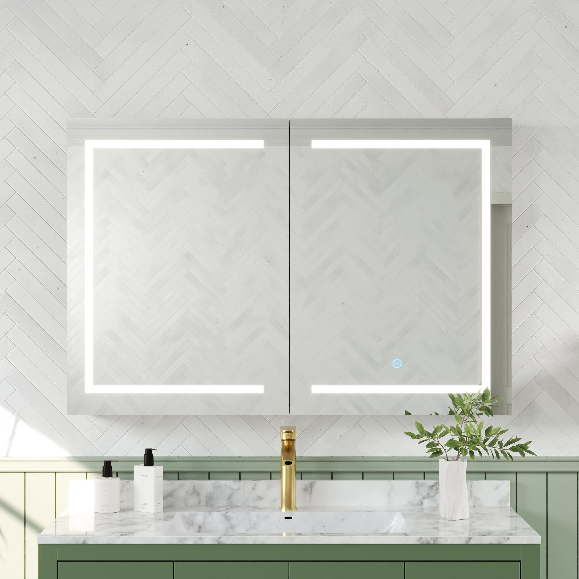 48" W x 32" H Lighted Medicine Cabinet with Mirror, Led Medicine Cabinet Mirror