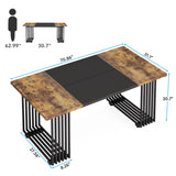 70.9" Executive Desk, Industrial Office Desk, Wood Computer Desk with Black Metal Legs