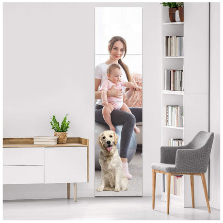 Full Length Mirror Tiles, Frameless Glass Wall Mirror 12 Inch x 4 Pieces, Body Mirror