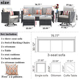 6 Piece Outdoor Sofa Couch with Rocking Swivel Chairs