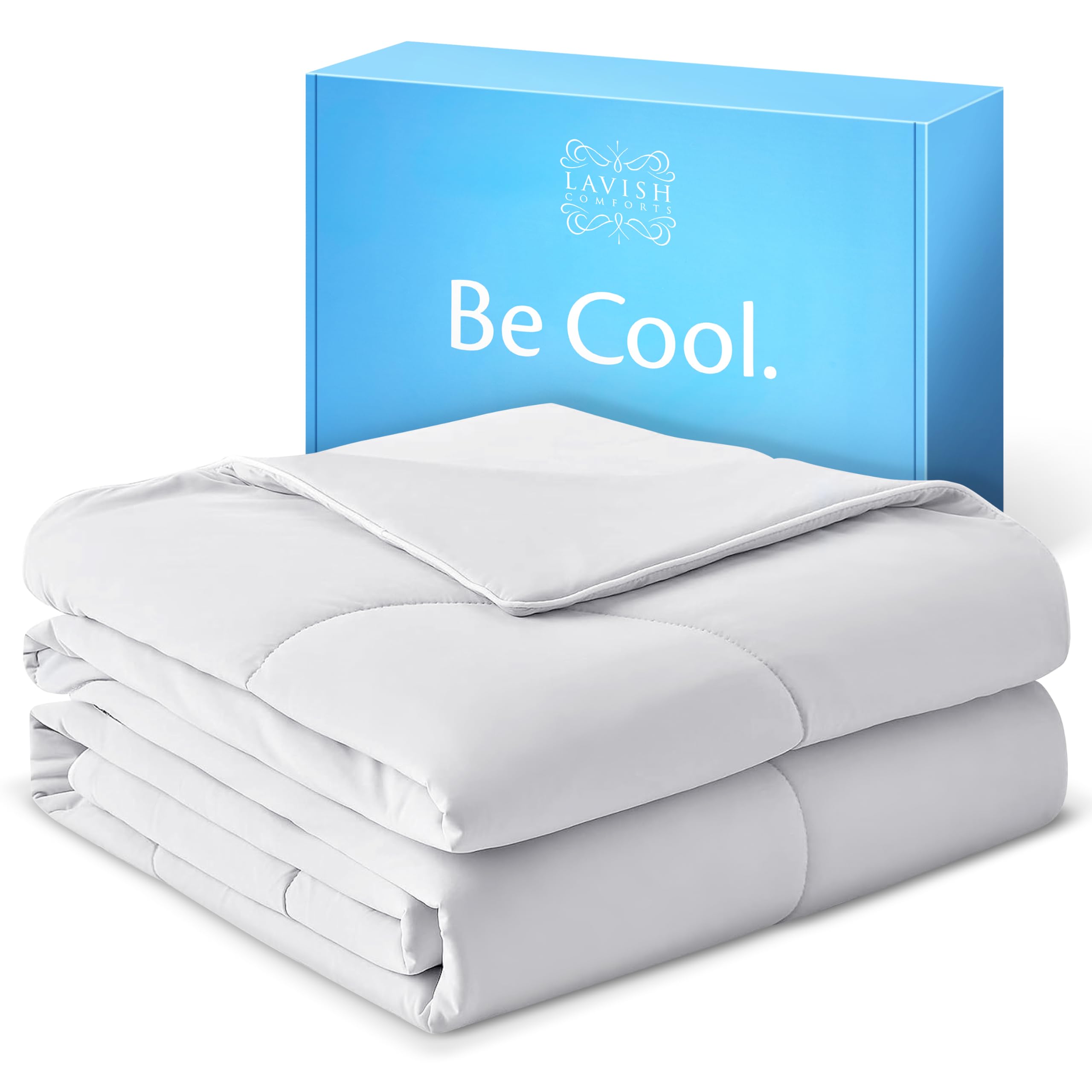 Cooling Comforter Queen Size Luxury Cooling Duvet Ultimate Cooling Comforter for Night Sweats Cool Comforters for Hot Sleepers Ideal Menopause Blanket for Incredible Rest (Queen, Light Grey)