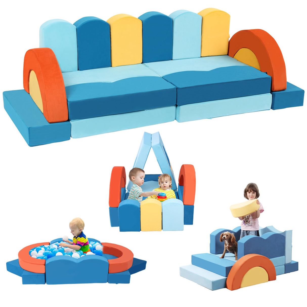 Modular Kids Play Couch - Kids Couch for Playroom Bedroom Living Rooms Toddler Couch