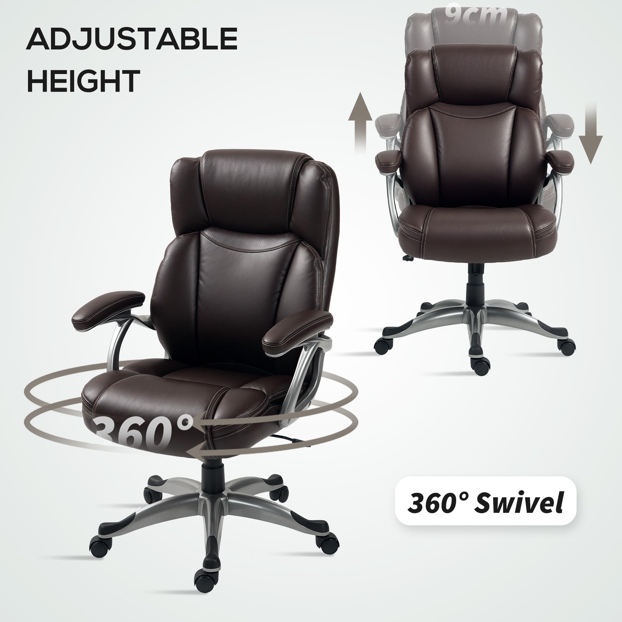 Executive Office Chair with Tilt Function - PU Leather High Back Swivel Desk Chair