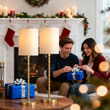 Modern Buffet Lamps Set of 2 - Marble Base with Brass Finish