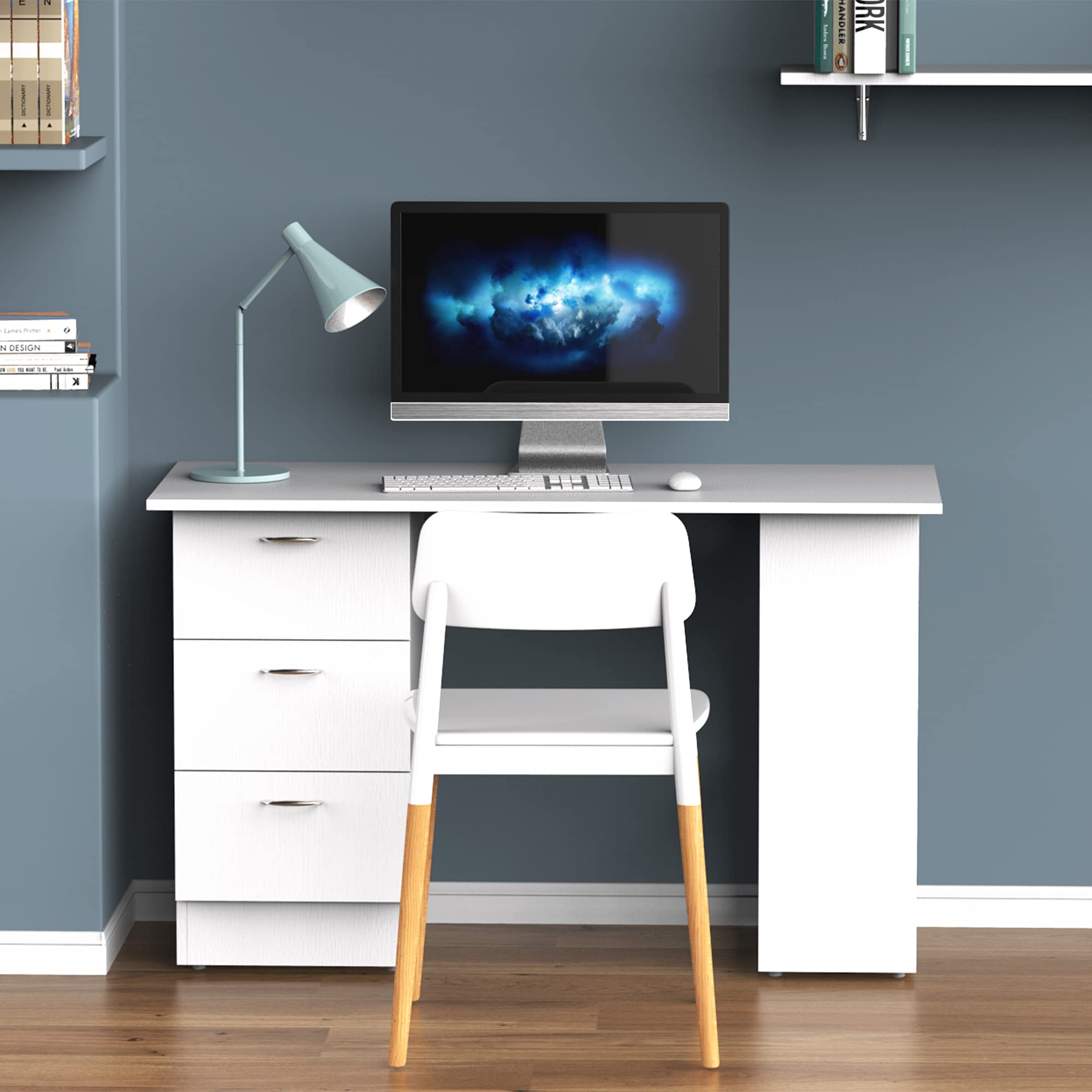 47" Modern Home Office Computer Desk Bookcase Combo Writing Table Workstation