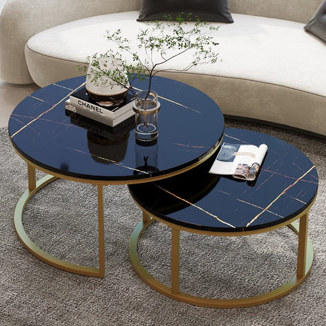 Round Coffee Table Nesting Tables Set of 2, Large : Ø 34.0", Small : Ø 26.0"