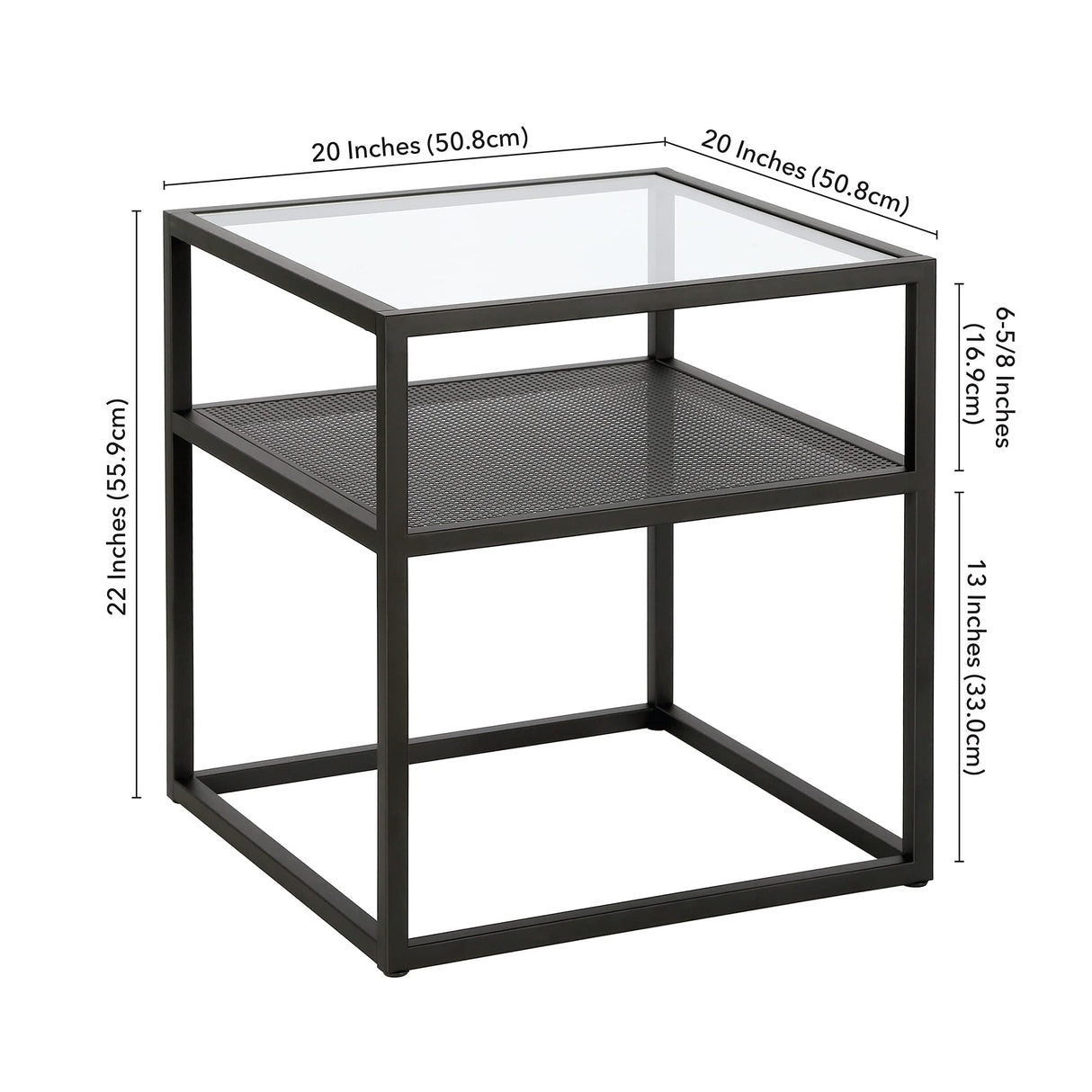 20'' Wide Square Side Table in Blackened Bronze