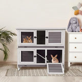 Bunny Cage Rabbit Hutch Indoor Rabbit Cage with Wheels Outdoor Rabbit House