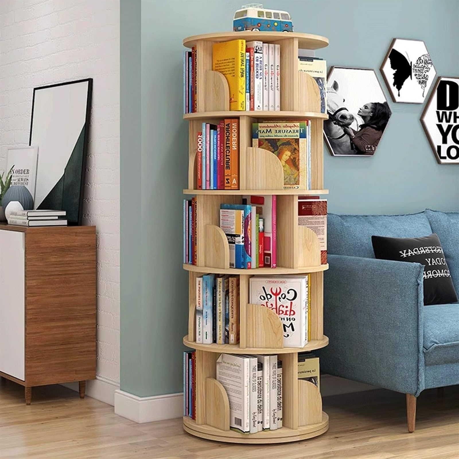 Bookshelf Rotating, 360 Display Corner Bookshelf Small Space