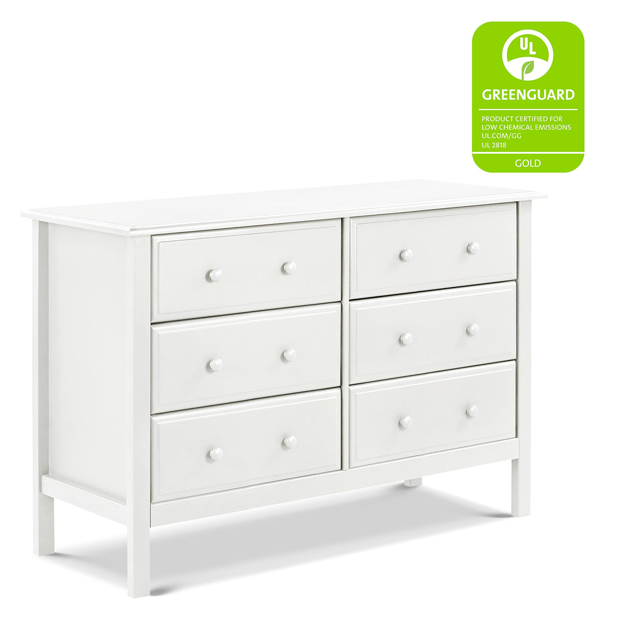 Jayden 6-Drawer Double Wide Dresser in White, Greenguard Gold Certified