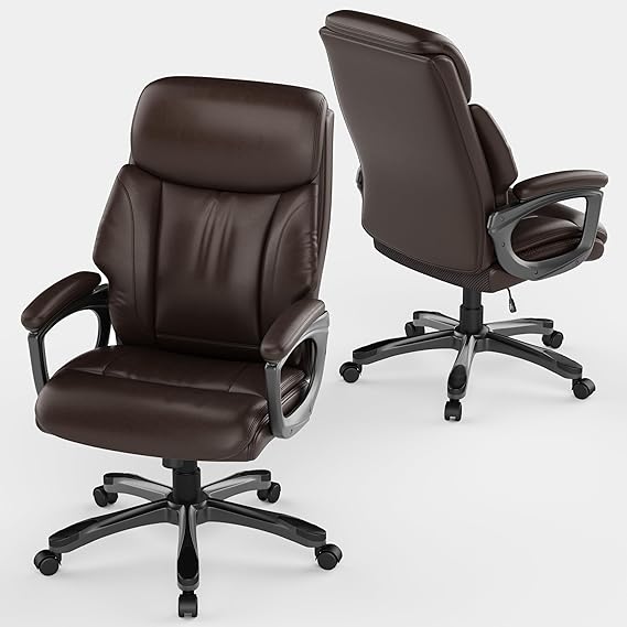 Ergonomic Executive Office Chair, Leather Desk Chair Comfy, Big and Tall Office Chair