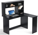 Wood L Shaped Computer Desk with Hutch Modern Corner Gaming Desk with Storage