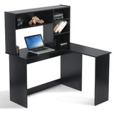 Wood L Shaped Computer Desk with Hutch Modern Corner Gaming Desk with Storage