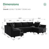 Convertible Sectional Sofa Velvet U Shaped Couch with Reversible Chaise