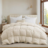 Goose Feather Down Comforter with Pinch Pleat Design - All Season Duvet Insert