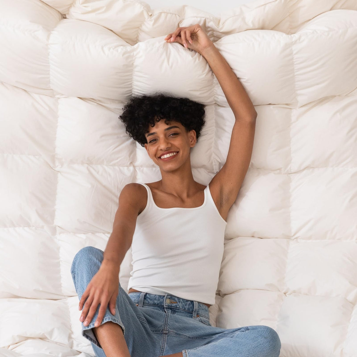 Luxury Down Feathers Fiber Comforter King Size - 750 Fill Power All Season Down Duvet Insert