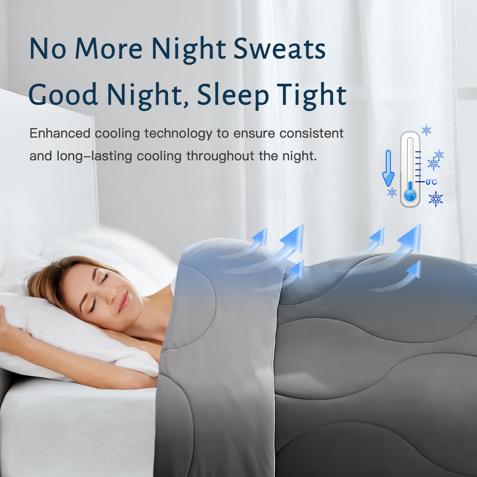 PRO Cooling Comforter Queen Size - Summer Dark Grey & Grey Double-Sided