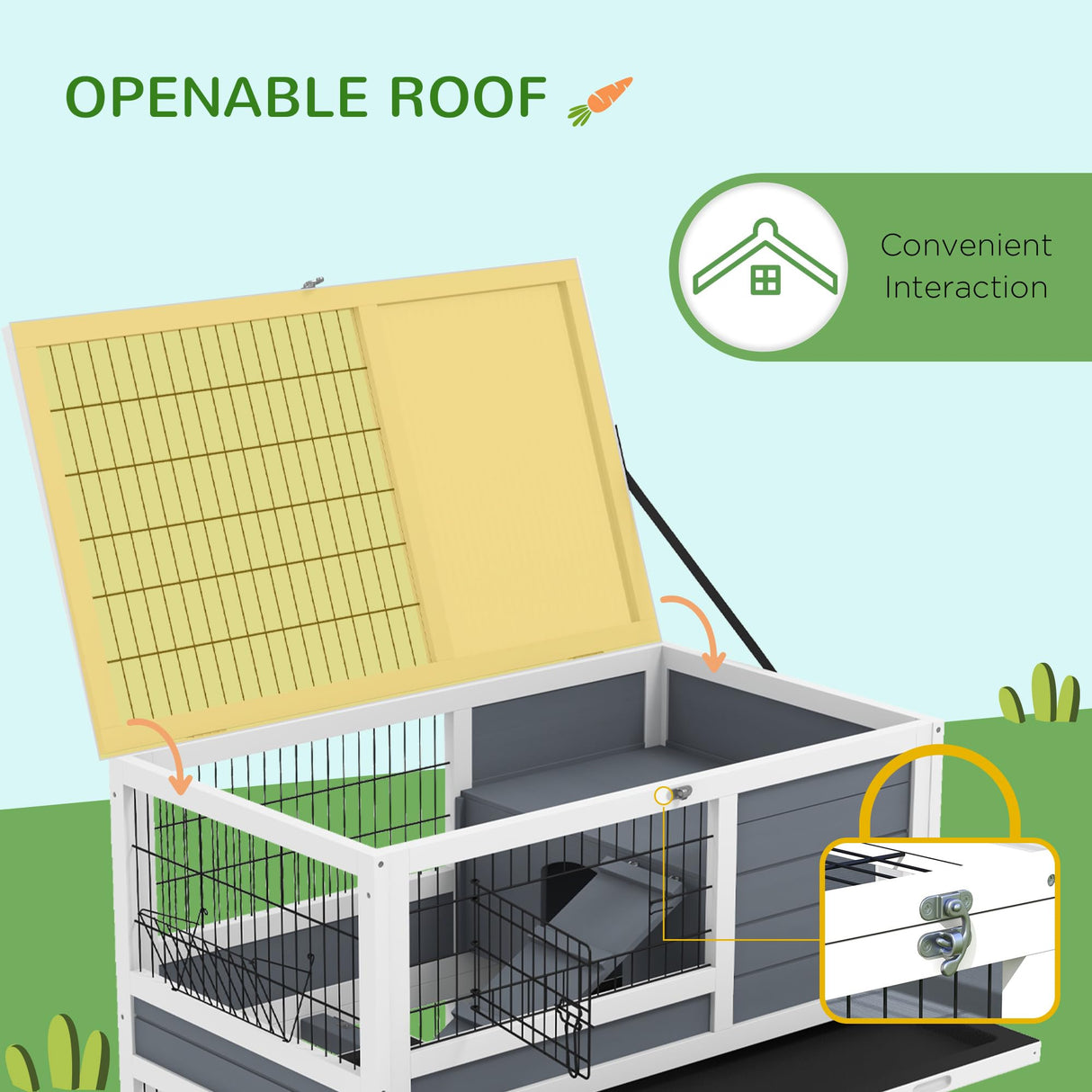 Rabbit Hutch Indoor Outdoor Bunny Cage with Wire-Netting,Large Guinea