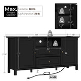 Black TV Stand with Drawers for TVs up to 65 Inch, Media Entertainment Center