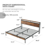 Size Bed Frame, Platform Bed Frame with 2-Tier Storage Headboard and Power Outlets,