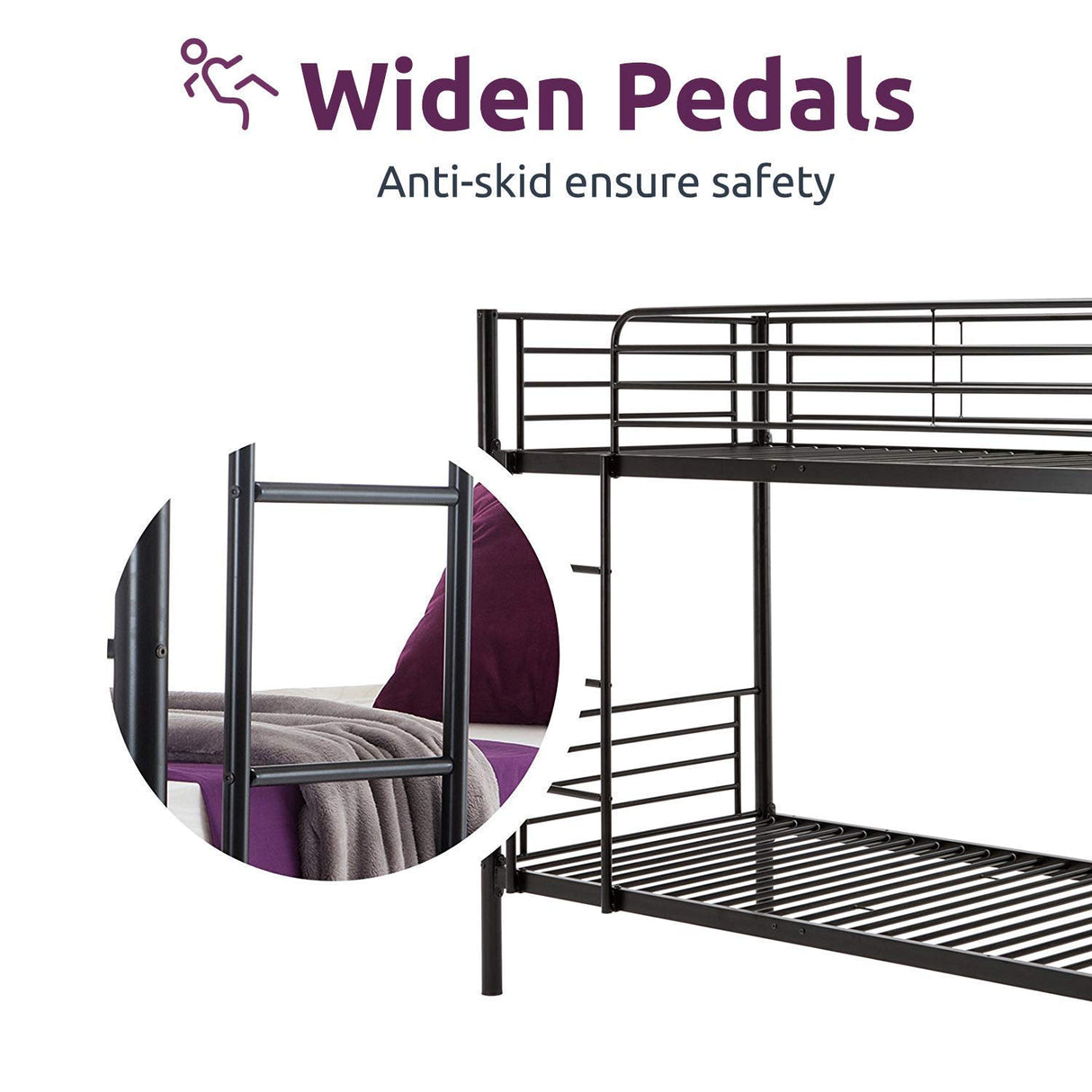 Metal Bunk Bed Twin Over Twin - with Removable Ladder and Guard Rail