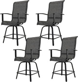 Counter Height Outdoor Swivel Bar Stools Set of 2, All-Weather Steel Frame