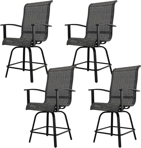 Counter Height Outdoor Swivel Bar Stools Set of 2, All-Weather Steel Frame