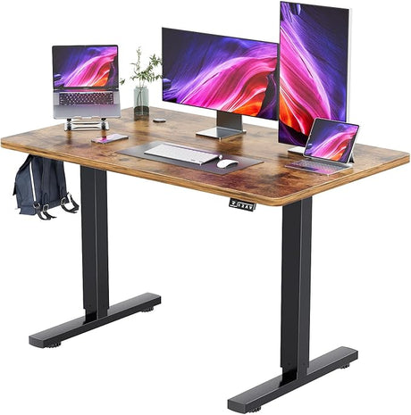 Height Adjustable Electric Standing Desk 55 inch Computer Table, Home Office Workstation