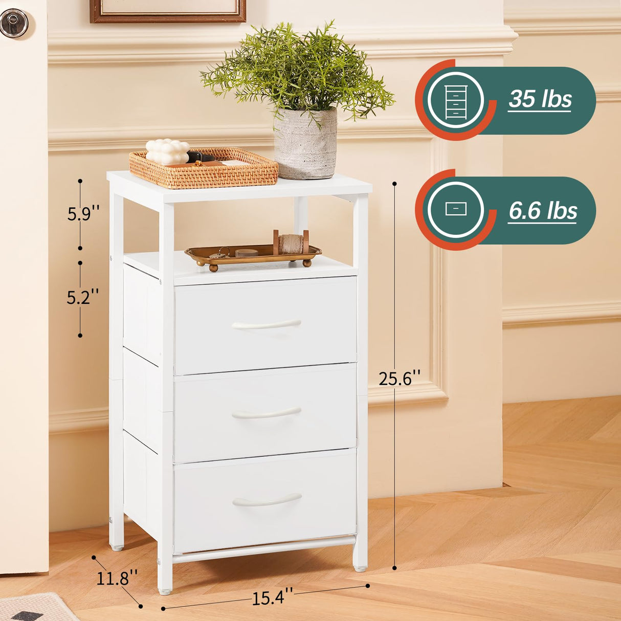 Night Stand with Charging Station, 16 Colors LED Nightstand
