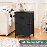 Night Stand Set 2, Nightstand with 2 Fabric Drawers, Small Wood Nightstands for Bedroom