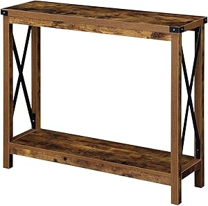 Durango Console Table with Shelf, Barnwood/Black